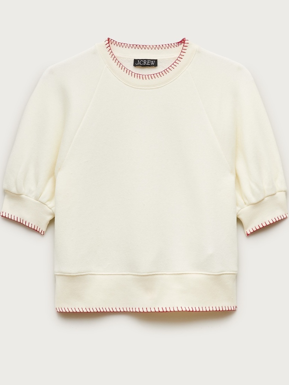 NWT J.Crew Contrast-trim Heritage Terry Puff-sleeve Sweatshirt